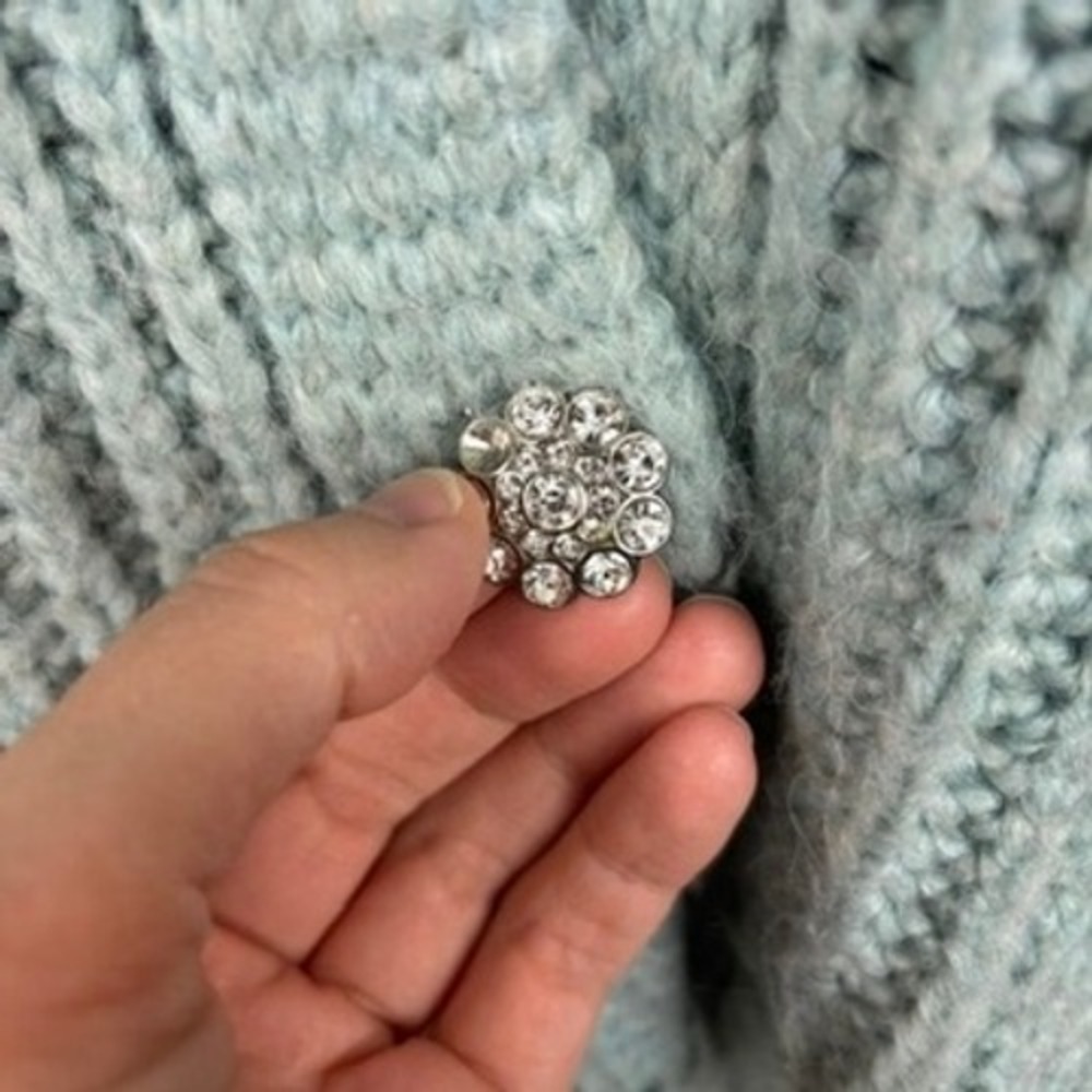 ZARA Blue Jewel Button Chunky Slouchy Cardigan Cropped Small oversized cropped - Picture 8 of 10